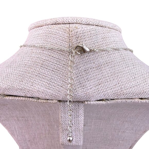 Silver Tone Womens Necklace With Crystals & Teardrop Yellow Gem Statement - Picture 2 of 5